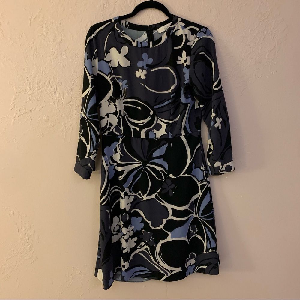 Ann Taylor LOFT Mod Print Fit & Flare Dress 6